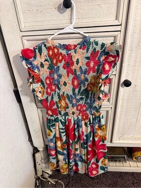 THML Multicolor Floral Smocked Mini Dress